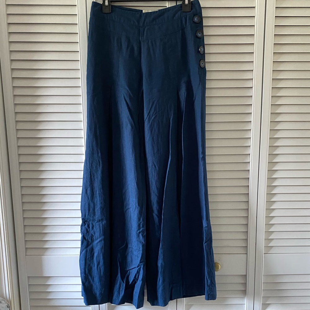 Elevenses size 4, navy wide leg linen pants